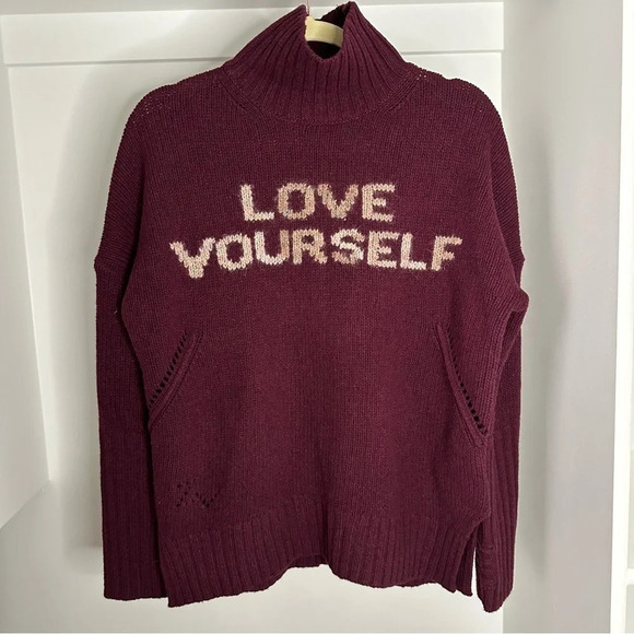 ZADIG & VOLTAIRE Alma Purple Love Yourself Pullover Sweater Knit SZ XS - Picture 6 of 15